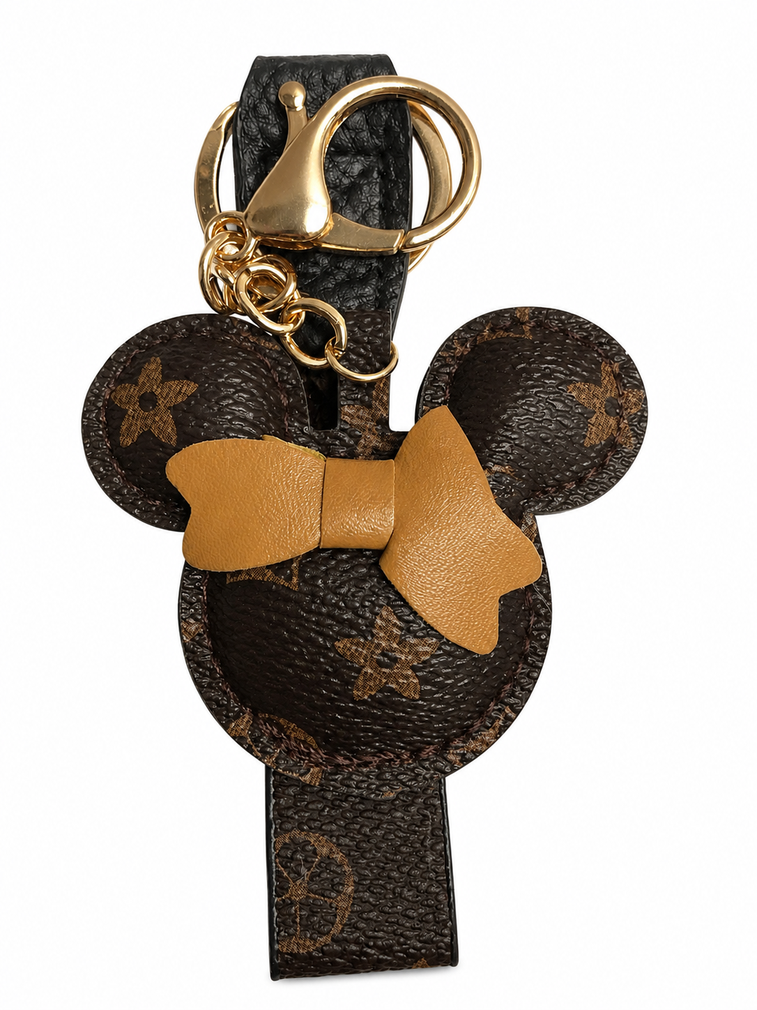 Mouse Silhouette Bow Wristlet Keychain with Gold-Tone Clasp — Choice of 4 Colors