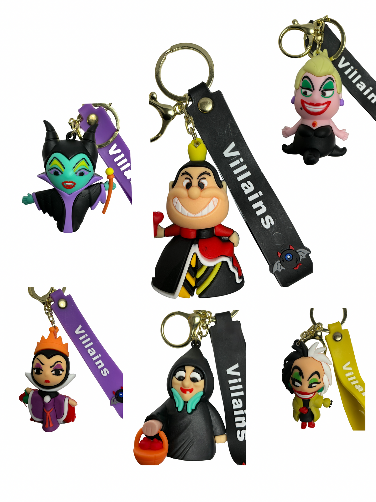 Disney Villains 3D Character Keychains with Wrist Strap – Choose Your Villain