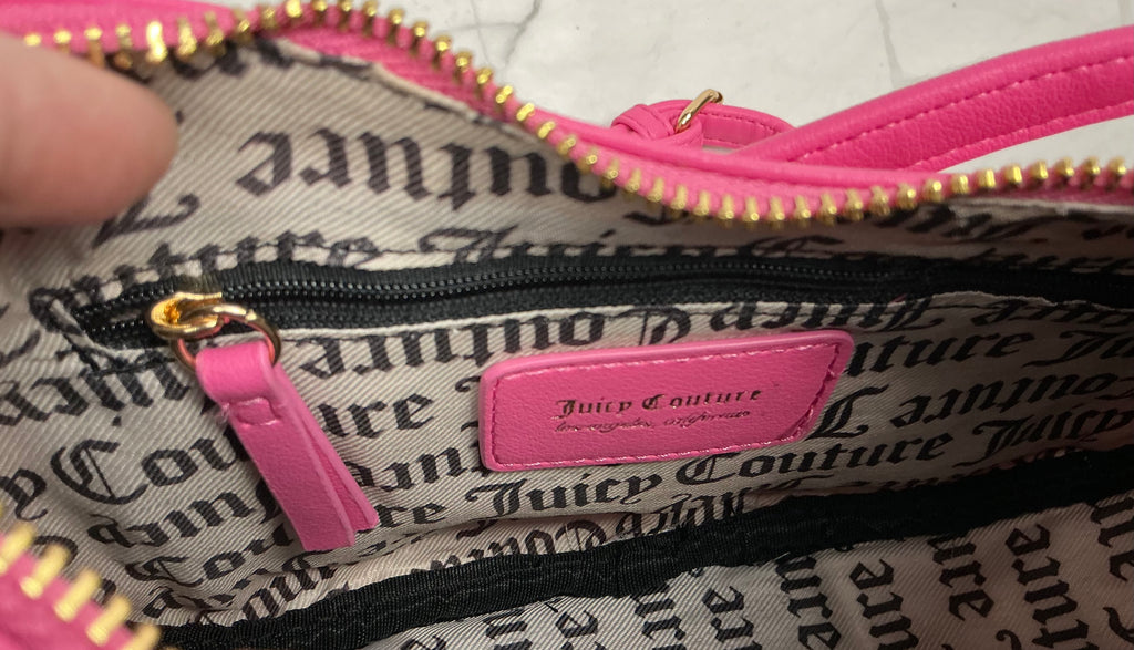 Juicy Couture Pink Rhinestone Logo Crossbody Shoulder Bag Heart Charm NWT