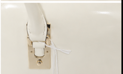 Ivory Structured Top Handle Satchel Bag with Rhinestone Clasp & Crossbody Strap